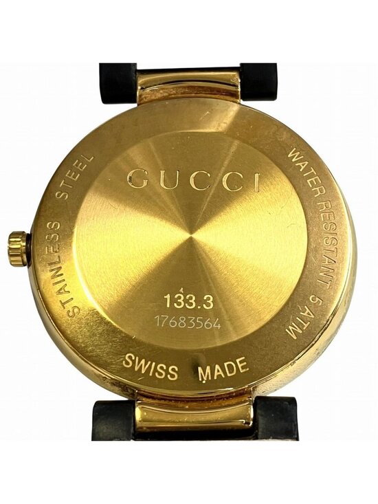 Gucci Interlocking Watch SS Leather Quartz Black Dial 133.3 main image 8
